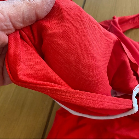 Women’s Red One Piece Swimsuit Beach Club Solids Ruffles V-Neck Slimming NEW 8 - Picture 14 of 15